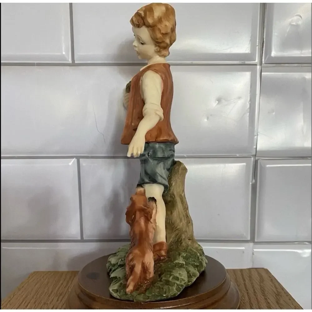 Vintage Luigi Giorgio Benacchio Style Italian Figurine Boy w Dog Cottage Decor